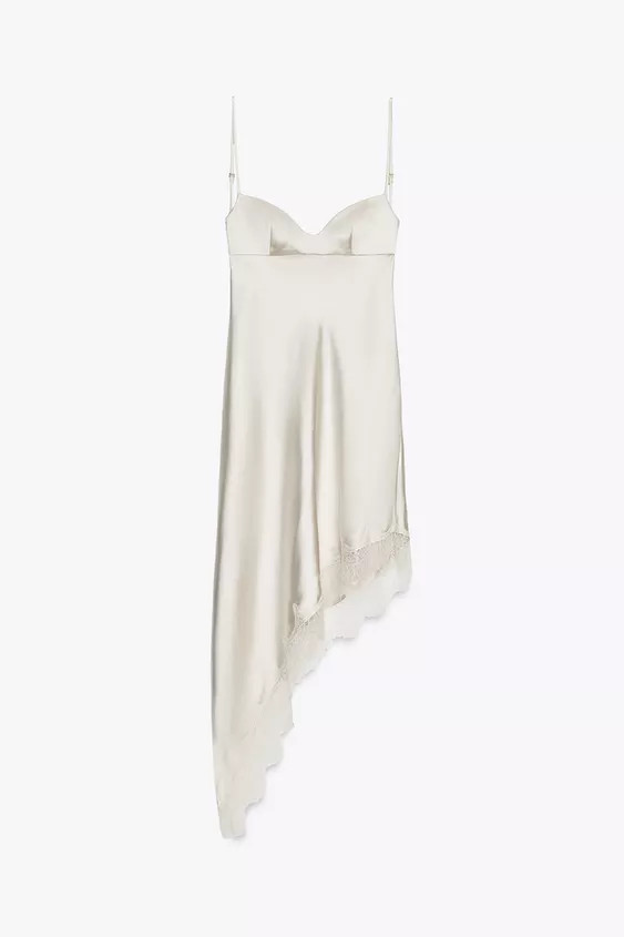 SATIN EFFECT LACE DRESS | Zara US