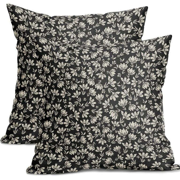 Vintage Floral Pillow Covers 20x20 Set of 2 Black Old White Floral Outdoor Decorative Throw Pillo... | Walmart (US)