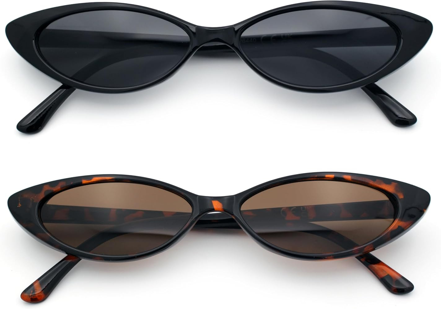 SA106 Womens Narrow Thin Cat Eye Plastic Gothic Retro Sunglasses | Amazon (US)