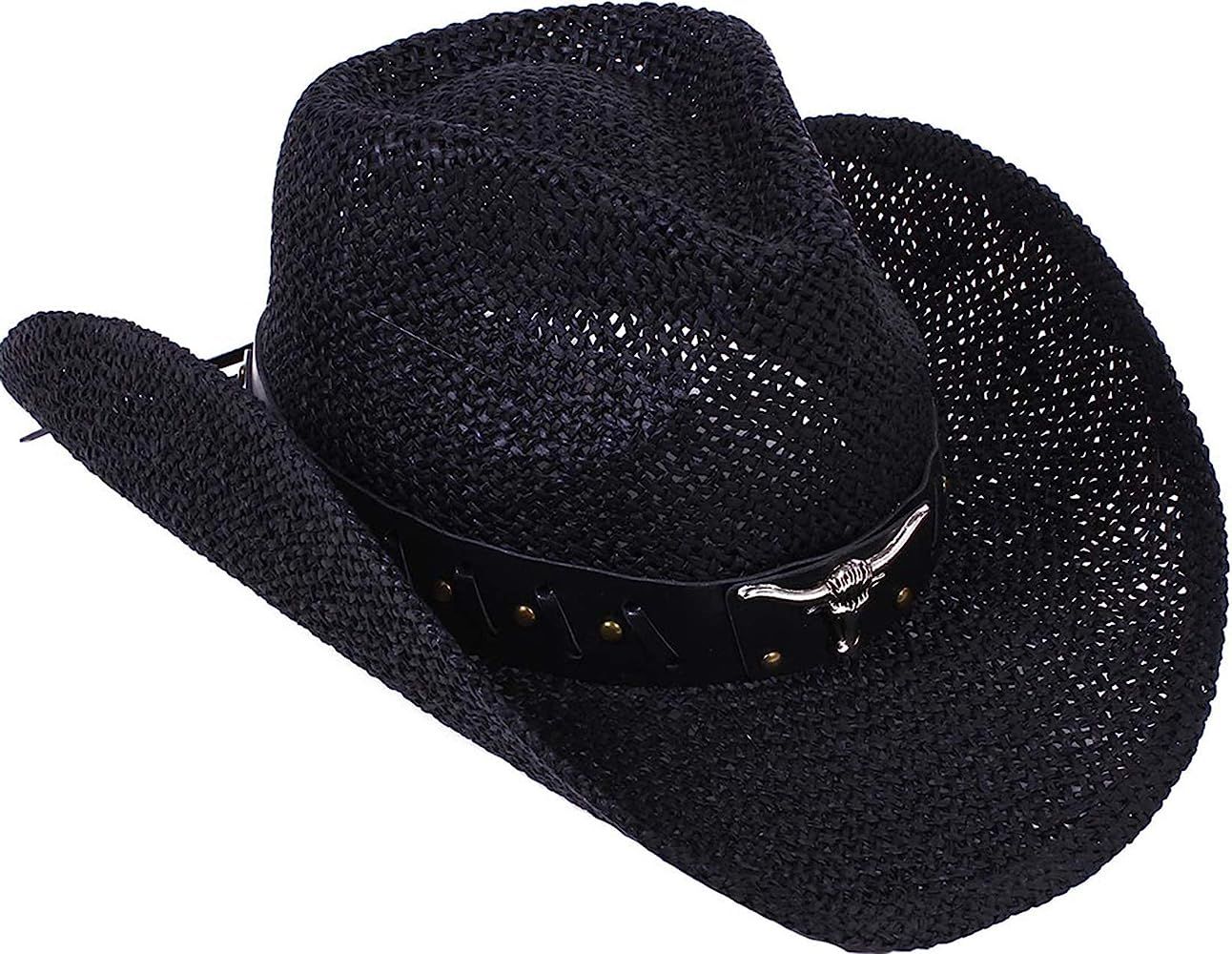 Livingston Men & Women's Woven Straw Cowboy Hat w/Hat Band | Amazon (US)