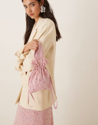 Dream Sister Jane Pink Parade embellished pouch bag in pink | ASOS (Global)