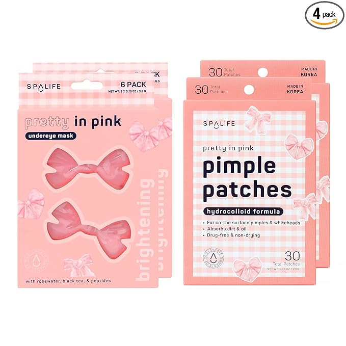 SpaLife PRETTY IN PINK UNDEREYE MASK & PIMPLE PATCH DUO – Hydrogel Undereye Patches for Dark Ci... | Amazon (US)