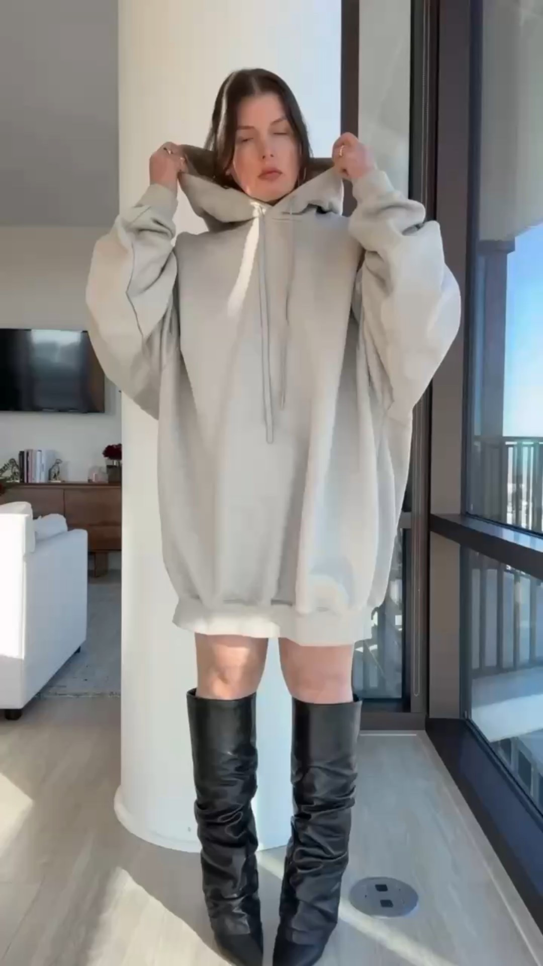 Hoodie dress
Puffer vest
Boots

#LTKSeasonal #LTKootd