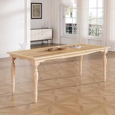 GDFStudio Teofilo Vintage 82.7" Rubberwood Extendable Dining Table with Removable Leaf, Natural | Target