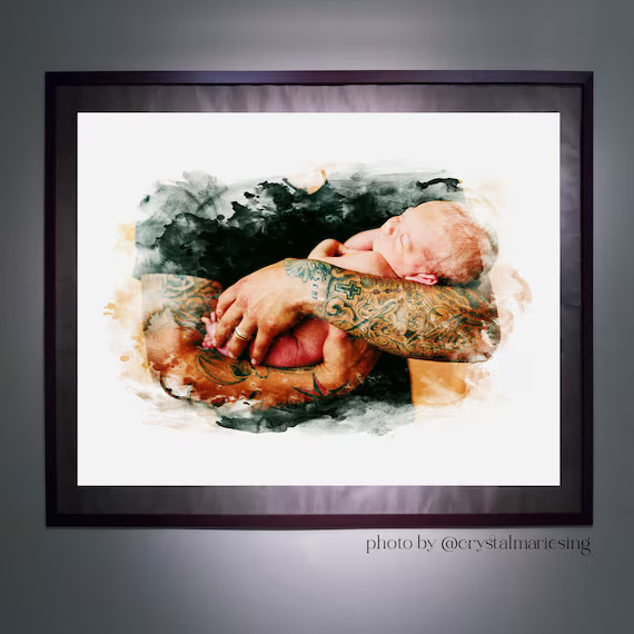 Custom Watercolor Dad and Child Art Print - Digital or Physical Print - New Dad Gift - Grandfathe... | Etsy (US)