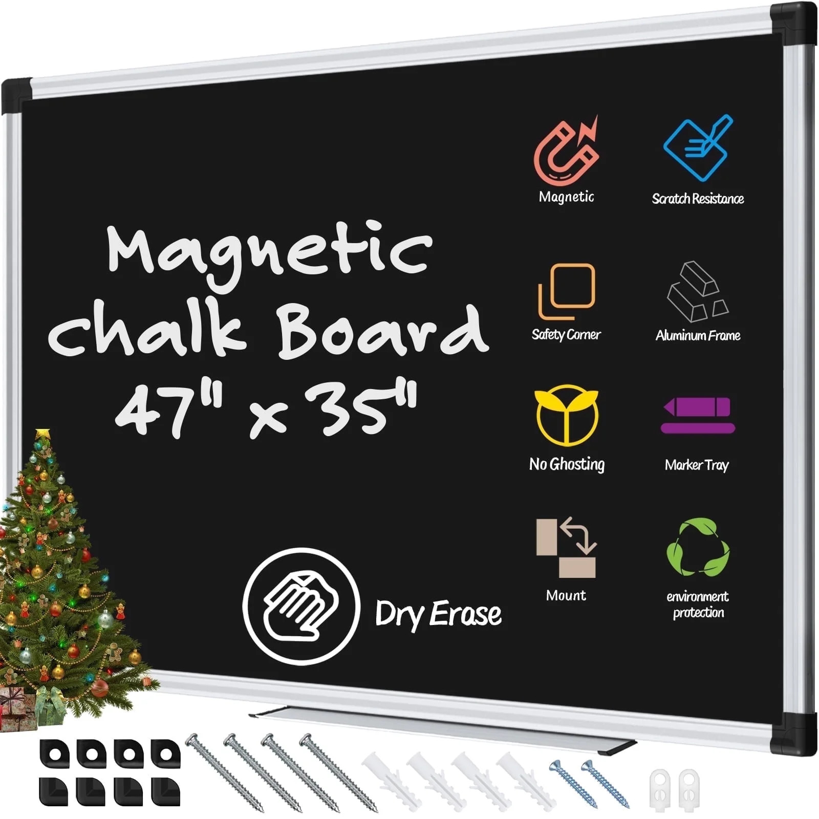 X BOARD CG&MBCK Magnetic Dry Erase Large 47"x35" Black Chalkboard | Walmart (US)