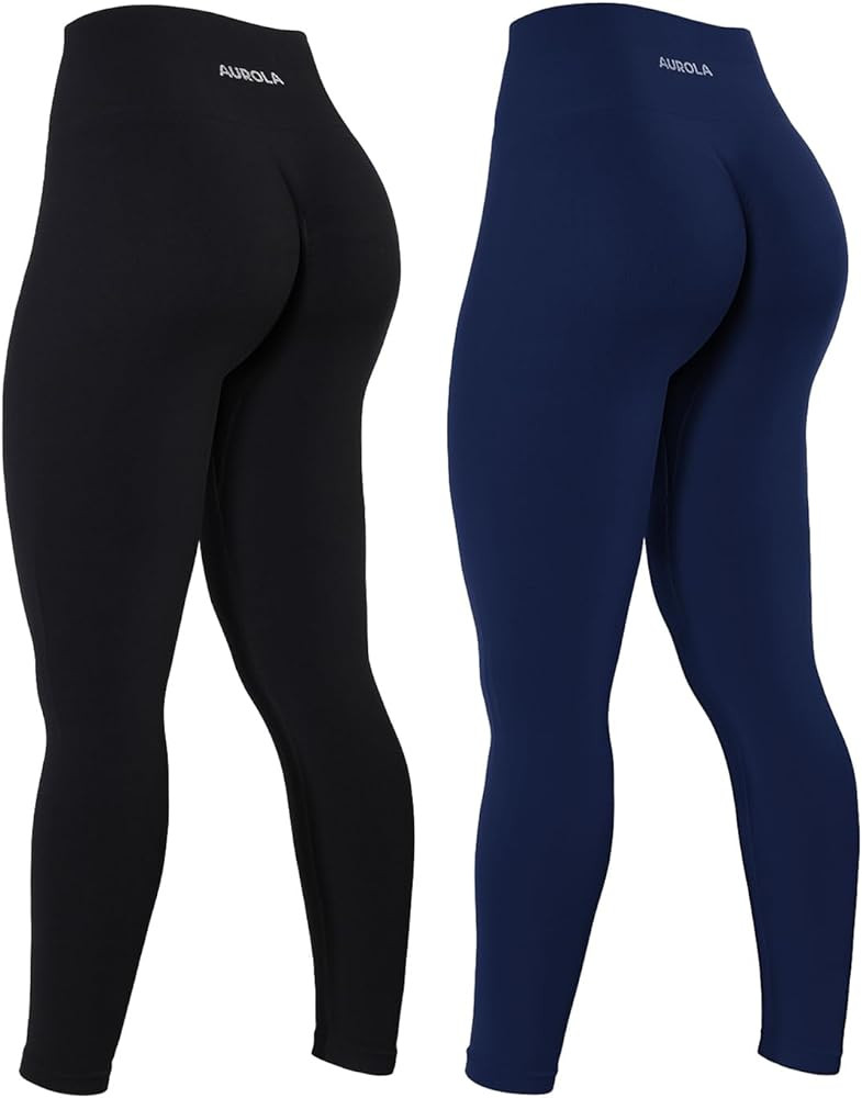 AUROLA Power Workout Leggings for Women Tummy Control Squat Proof Ribbed Thick Seamless Scrunch A... | Amazon (US)