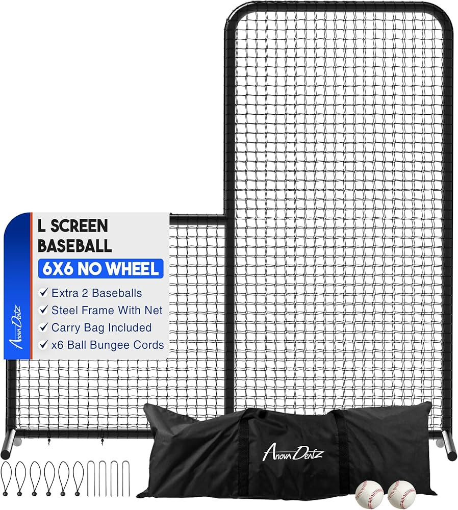 Yes4All Portable L-Screen Baseball 7x7ft with 2 Baseballs, Rubber Wheels - L Screen Baseball for ... | Amazon (US)
