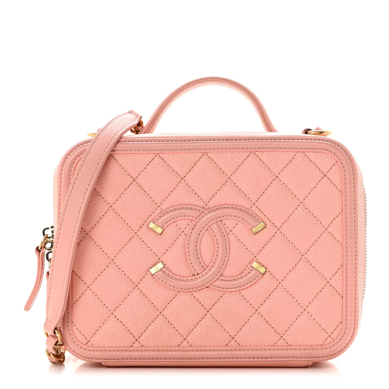 Caviar Quilted Medium CC Filigree Vanity Case Rose Pink | FASHIONPHILE (US)