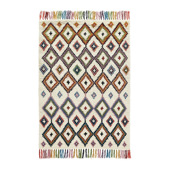 Ourika Berber Style Geometric Tassel Wool Rug | La Redoute (UK)