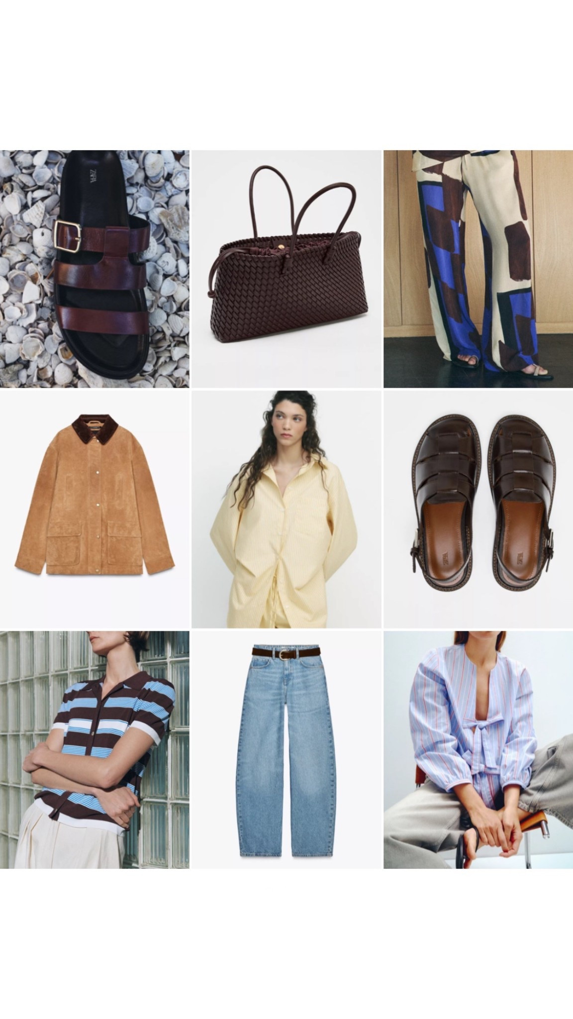 ZARA TOP NINE | spring fashion, yellow shirt, fisherman sandals, suede jacket, barn jacket, summer fashion, blue jeans, woven bag, leather bag 

#LTKuk #LTKeurope #LTKspring