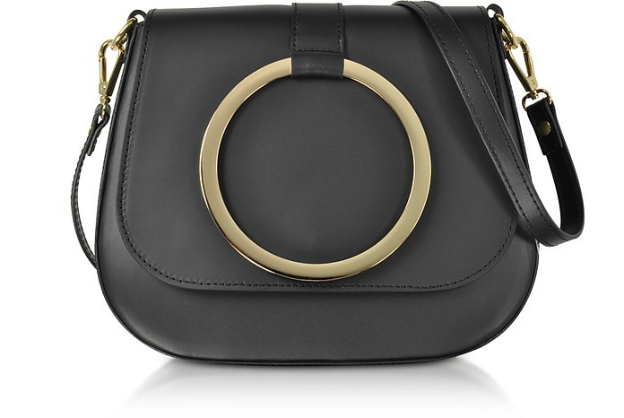 Le Parmentier Black Smooth Leather Shoulder Bag | Forzieri US & CA