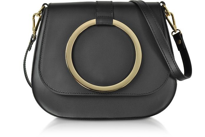 Le Parmentier Black Smooth Leather Shoulder Bag | Forzieri US & CA