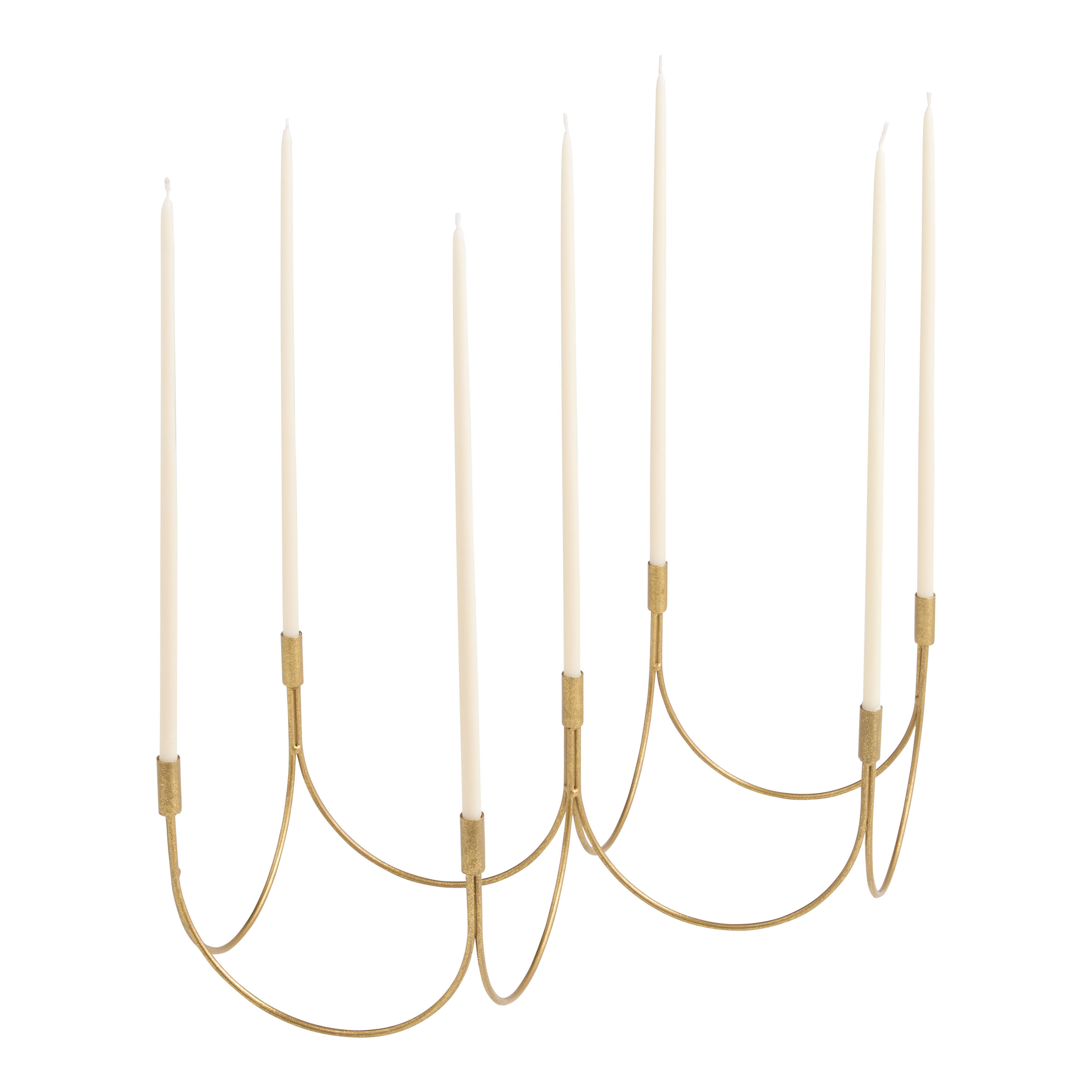 Brushed Gold Metal Narrow Taper Candelabra | World Market