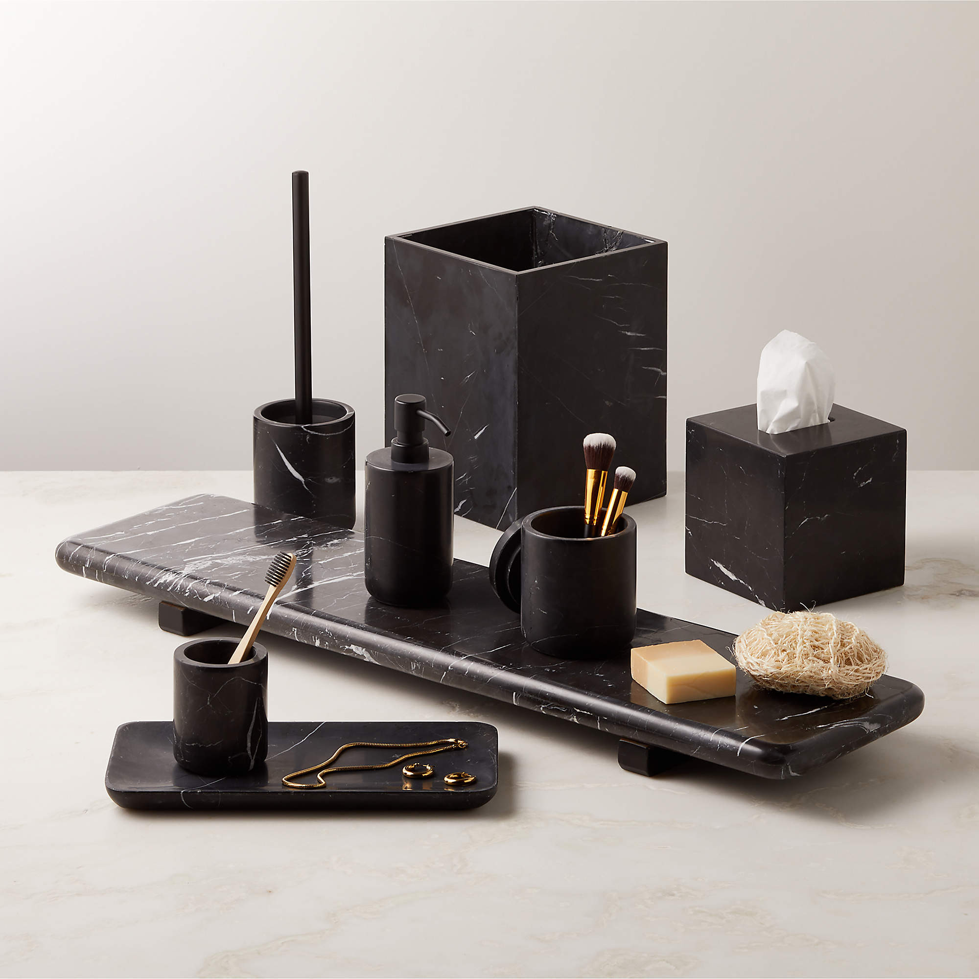 Nexus Black Marble Toothbrush Holder + Reviews | CB2 | CB2