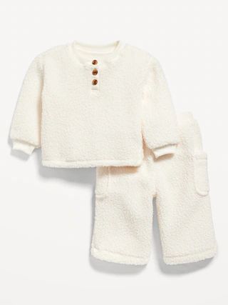 Long-Sleeve Sherpa Henley Top and Cargo Pants Set for Baby | Old Navy (US)