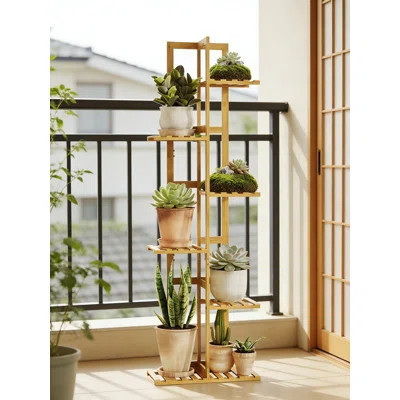 6 Tier Bamboo Plant Stand For Indoor And Outdoor Use, Space Saving Corner Plant Shelf With Large Capacity For Multiple Plants In Living Room, Bedroom, | Wayfair North America