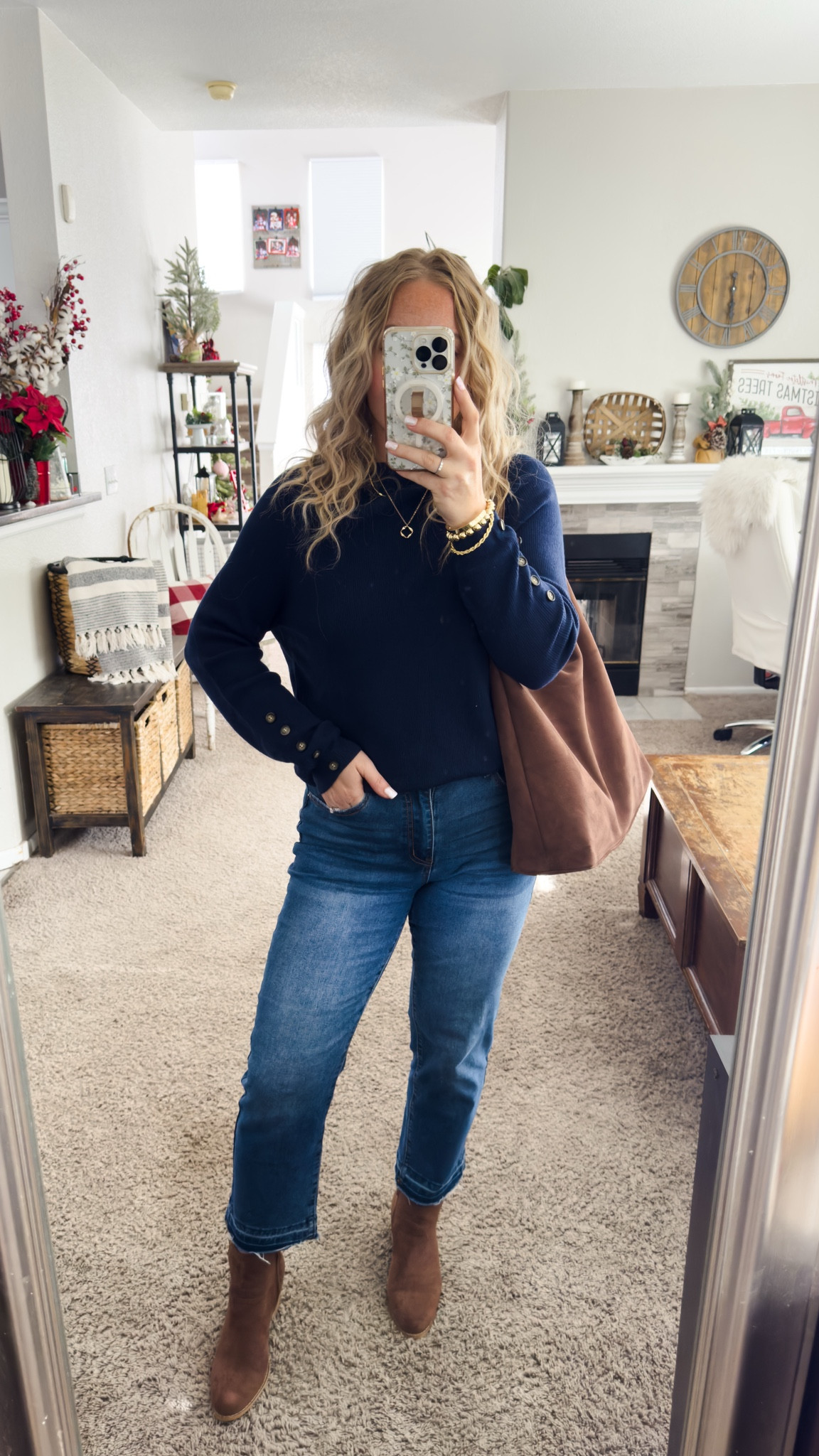 Winter outfit idea — Navy blue sweater (this one is from a 2 piece skirt set) jeans (size down 1 for these) faux suede bag and brown ankle boots








Winter outfit
Winter fashion
Amazon winter outfits
Trending winter fashion 
 casual winter outfits | winter fashion | size 4-6 | cold weather outfits | winter outfit ideas | layering outfit for the cold| winter fashion 2025 | outfit inspo | outfit ideas | winter outfits amazon  | casual outfit Ideas  | Outfits | Amazon Casual Outfit | Cute casual outfits | Preppy Outfit 

#LTKPetite #LTKSeasonal #LTKFindsUnder50