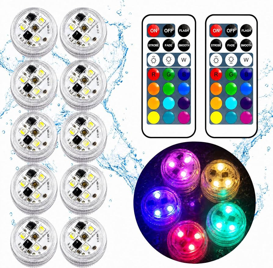 Mini Submersible LED Lights,Small Waterproof LED Tea Lights Candle with Remote battery led Operat... | Amazon (US)