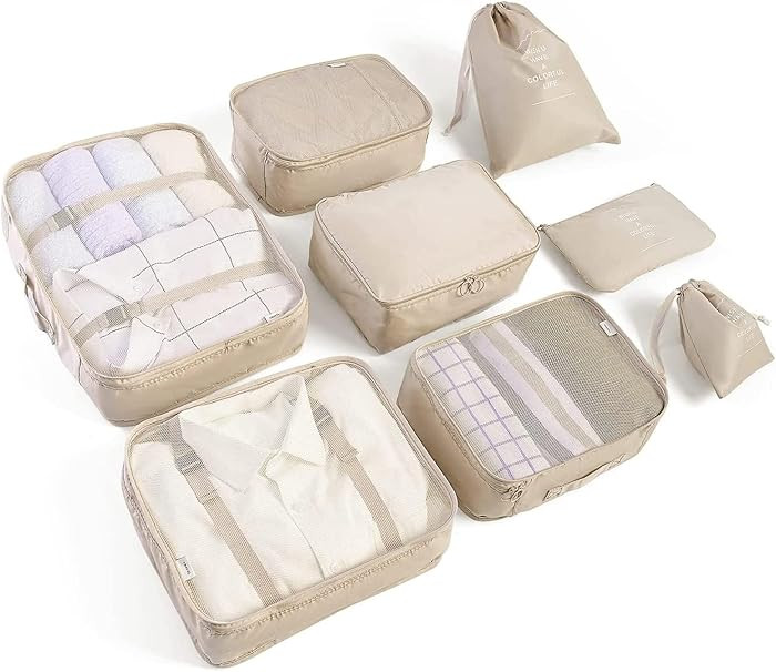 8 Set Packing Cubes for Suitcases Travel Luggage Packing Organizers,Travel Essentials Luggage Org... | Amazon (US)