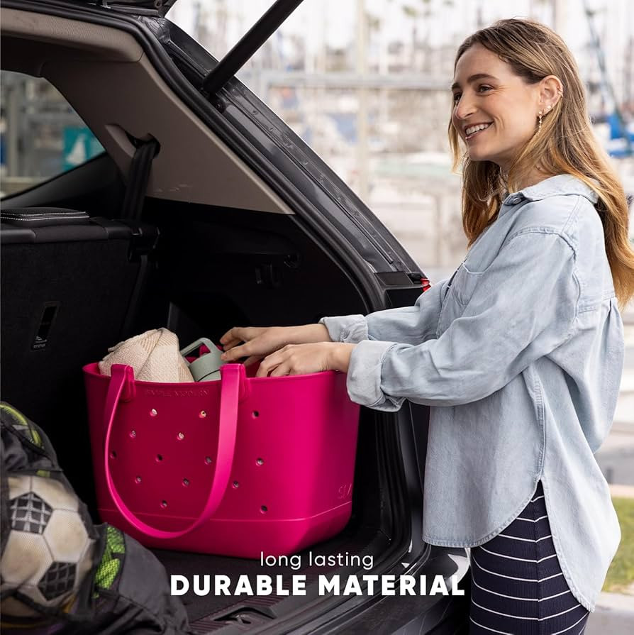 Simple Modern Large Beach Bag | Waterproof Getaway Rubber Tote with Zipper Pocket for Travel, Poo... | Amazon (US)