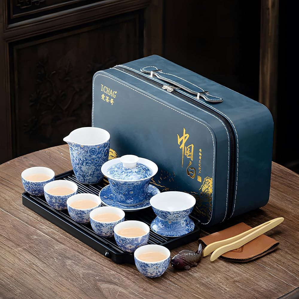 Chinese Tea Set, Gongfu Tea Sets for Adults, Asian Gaiwan Teaset, 14-Piece Yangzhi Jade (羊脂... | Amazon (US)