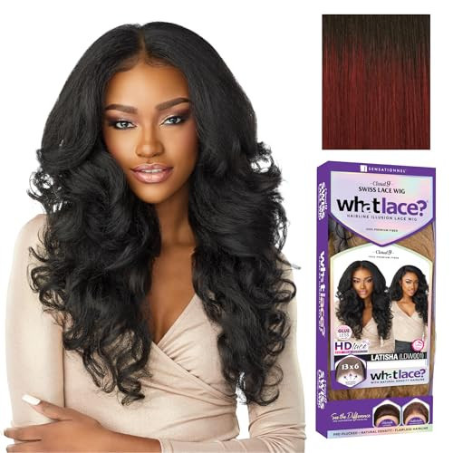 Sensationnel What Lace 13X6 Wigs - Latisha Lacefrontal Hand Tied Glueless Synthetic With Natural Density Preplucked Hairline (Tipped Off Black and Burgundy T1B/BG) | Amazon (US)