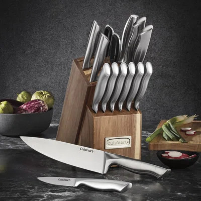 Cuisinart Elite Series 15 Piece Stainless Steel Block Set with Acacia Block | Wayfair North America