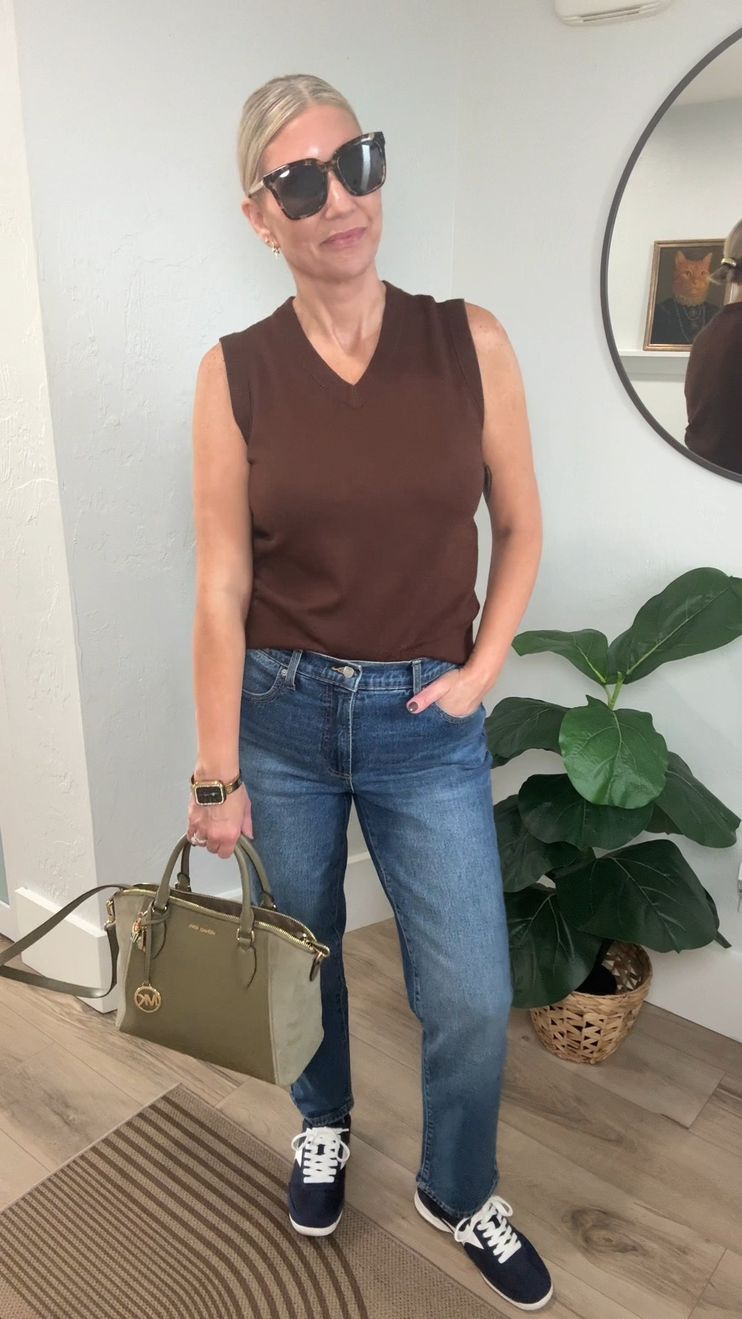 everyday casual outfit 

Lightweight sweater vest from Target. I’m wearing a medium fits tts.

Free Assembly Straight Leg Jeans from Walmart. Size down at least 1.

These cute retro styled sneakers are from Target fit tts. 

#LTKStyleTip #LTKFindsUnder50 #LTKOver40