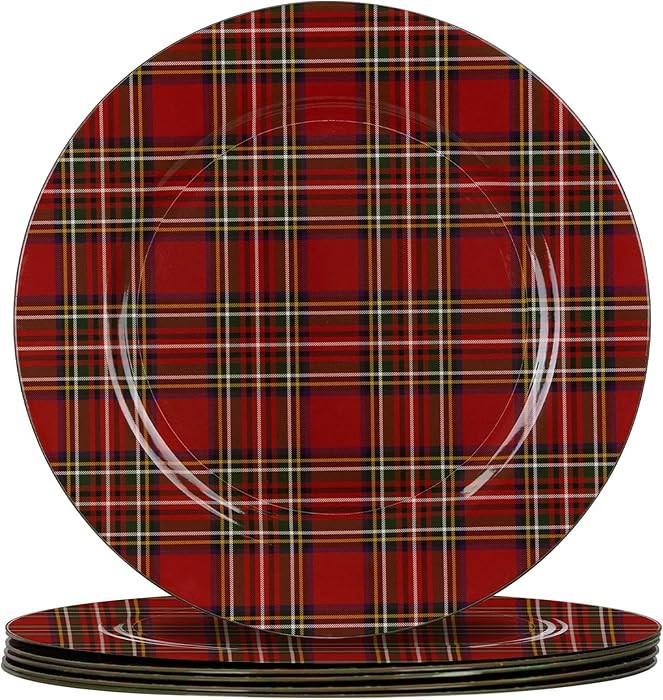 MAONAME 13" Red Charger Plates Set of 6, Plastic Charger for Dinner Plates, Christmas Plate Charg... | Amazon (US)