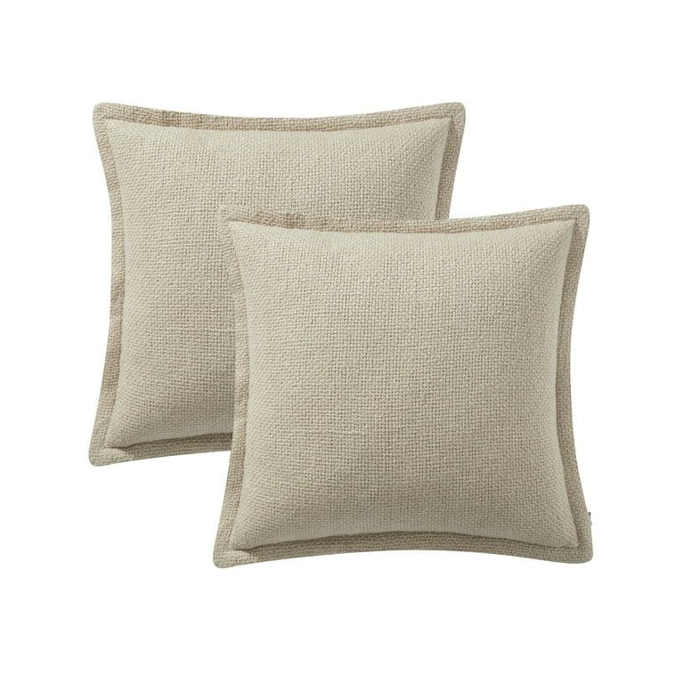 My Texas House 20" x 20" Allie Reversible Solid Taupe Cotton Decorative Pillow Covers (2 Count) | Walmart (US)