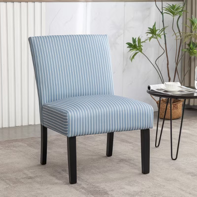 Roundhill Furniture Boten Stripe Upholstered Slipper Accent Chair, Blue | Target