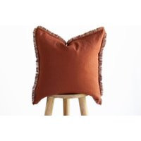 Orange Fringe Pillow Cover, Linen Pillowcase, Custom Size Square Throw Pillow - Handmade | Etsy (US)