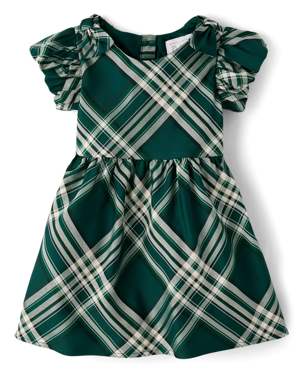 Toddler Girls Matching Family Plaid Satin Fit And Flare Dress - green | The Children's Place