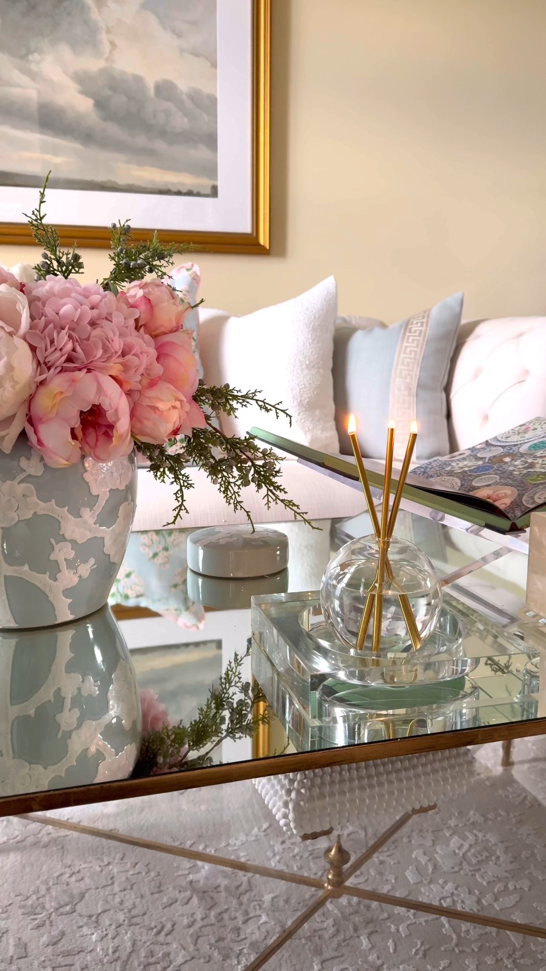 I love my new Everlasting Candle! It’s so beautiful 🤩✨ such a great gift idea too!


Living room decor, throw pillows, pink and blue pillow, pink flowers, pine stem, juniper stem, crystal candle dish, acrylic book stand, Alice lane home, match strike holder, gold mirrored coffee table, blue ginger jar, Wayfair finds

#LTKHome #LTKFindsUnder100 #LTKGiftGuide