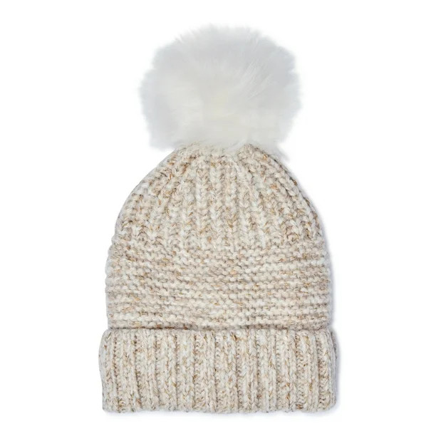 Time and Tru Women's Knit Hat with Pom Pom - Walmart.com | Walmart (US)