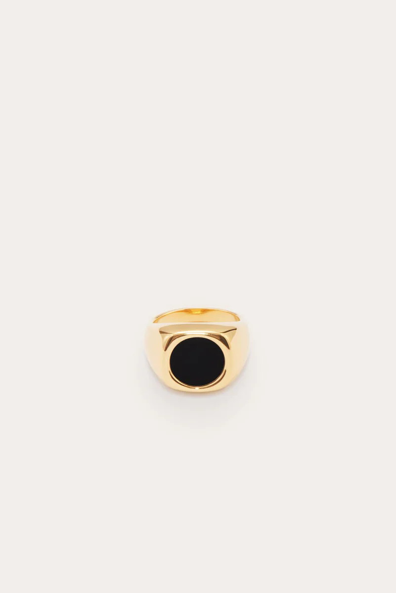 Sunken Stone Signet Ring Gold | LITTLE LIFFNER