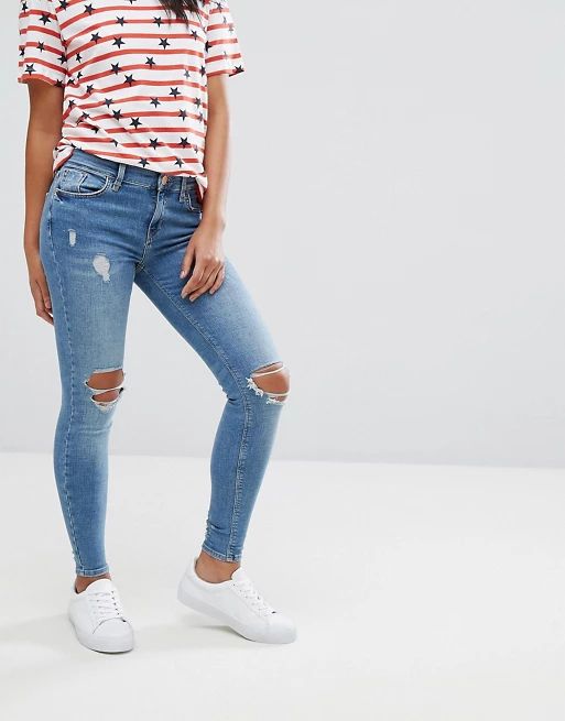 River Island Amelie Distressed Skinny Jeans | ASOS US