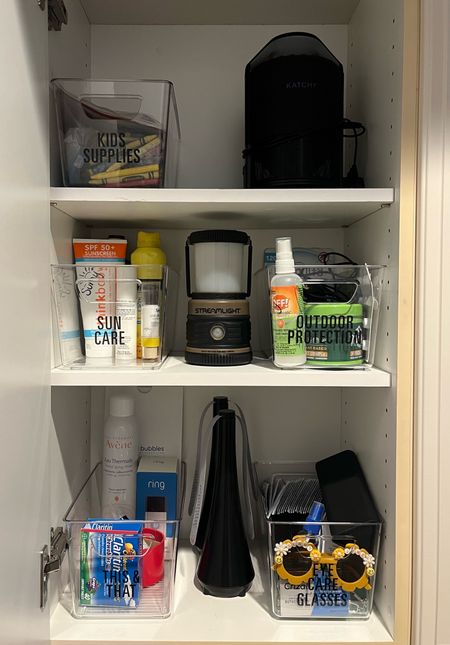 Hallway Organization Meets Pest Control!

This small hall cabinet is where we keep our sun care, pest control, sunglasses/glasses cleaner, and other miscellaneous items.

I love these clear bins so you can see the products and the stickers help to keep this organizational system in check!

rise + SHINE ☀️
Southworth Design

#LTKhome #LTKfindsunder50 #LTKSeasonal