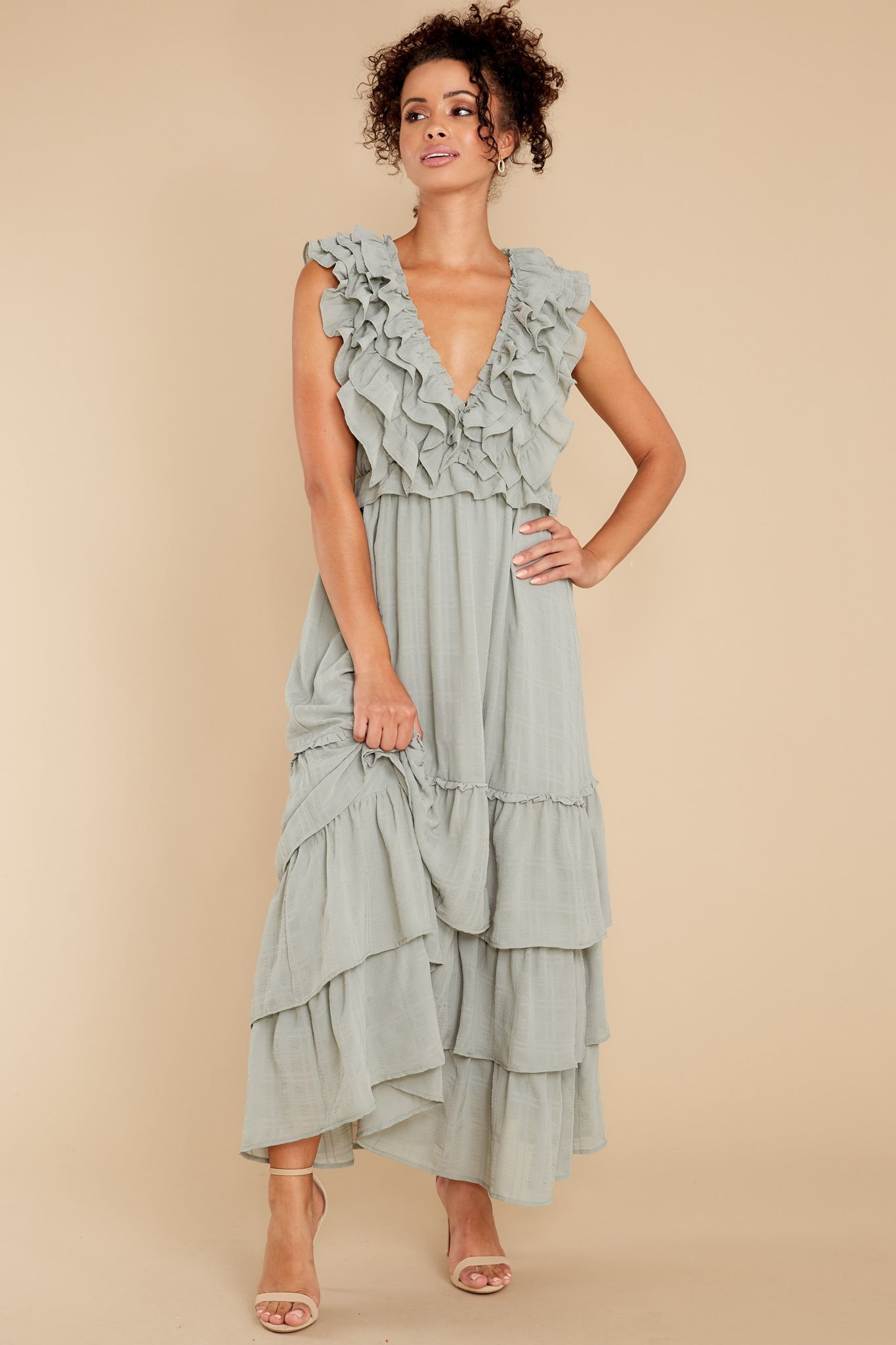 Timeless Essence Sage Maxi Dress | Red Dress 