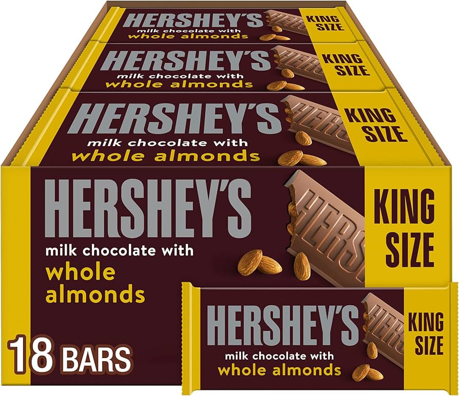 HERSHEY'S Milk Chocolate with Whole Almonds Candy Bars, 2.6 oz (18 Count) | Amazon (US)