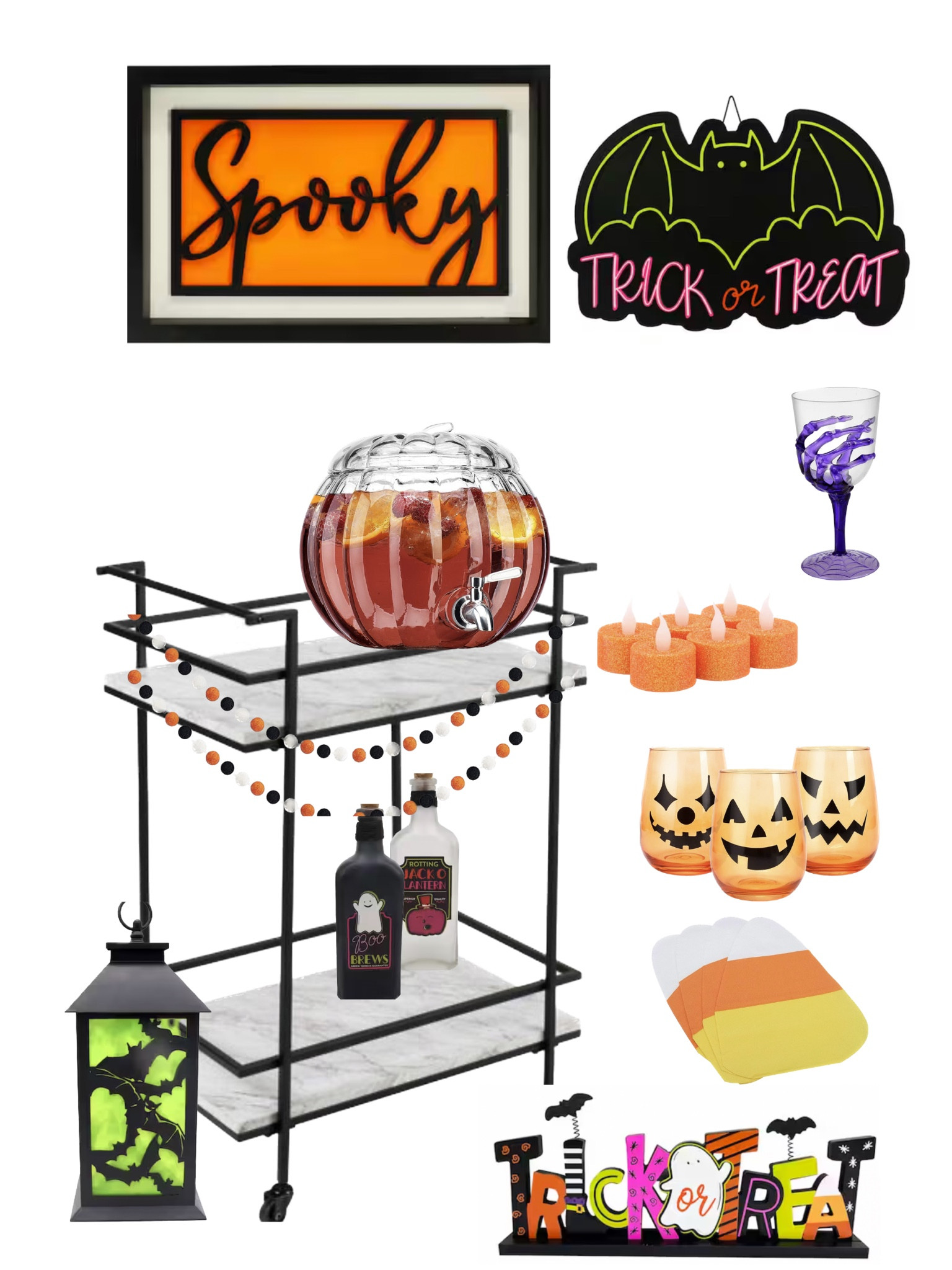 Bar cart decor for the fall.
Bar cart decor for
Halloween. Halloween bar cart. Autumn bar cart. Bar cart inspo. Halloween party decor. Preppy Halloween decor. Preppy Halloween decor from Amazon.
Halloween bar cart from
Amazon. Halloween bar cart inspo

#LTKhome #LTKstyletip #LTKSeasonal