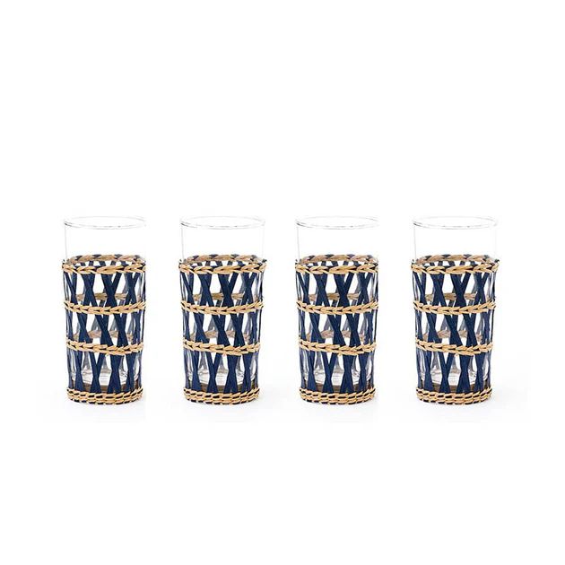 Island Wrapped Navy Ice Tea Glasses | Cailini Coastal