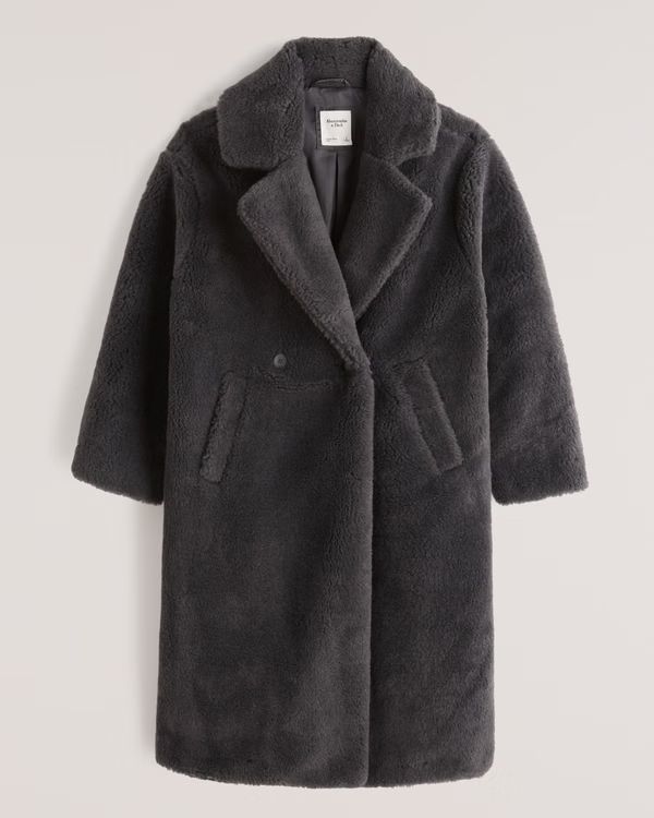 Oversized Long-Length Sherpa Teddy Coat | Abercrombie & Fitch (US)
