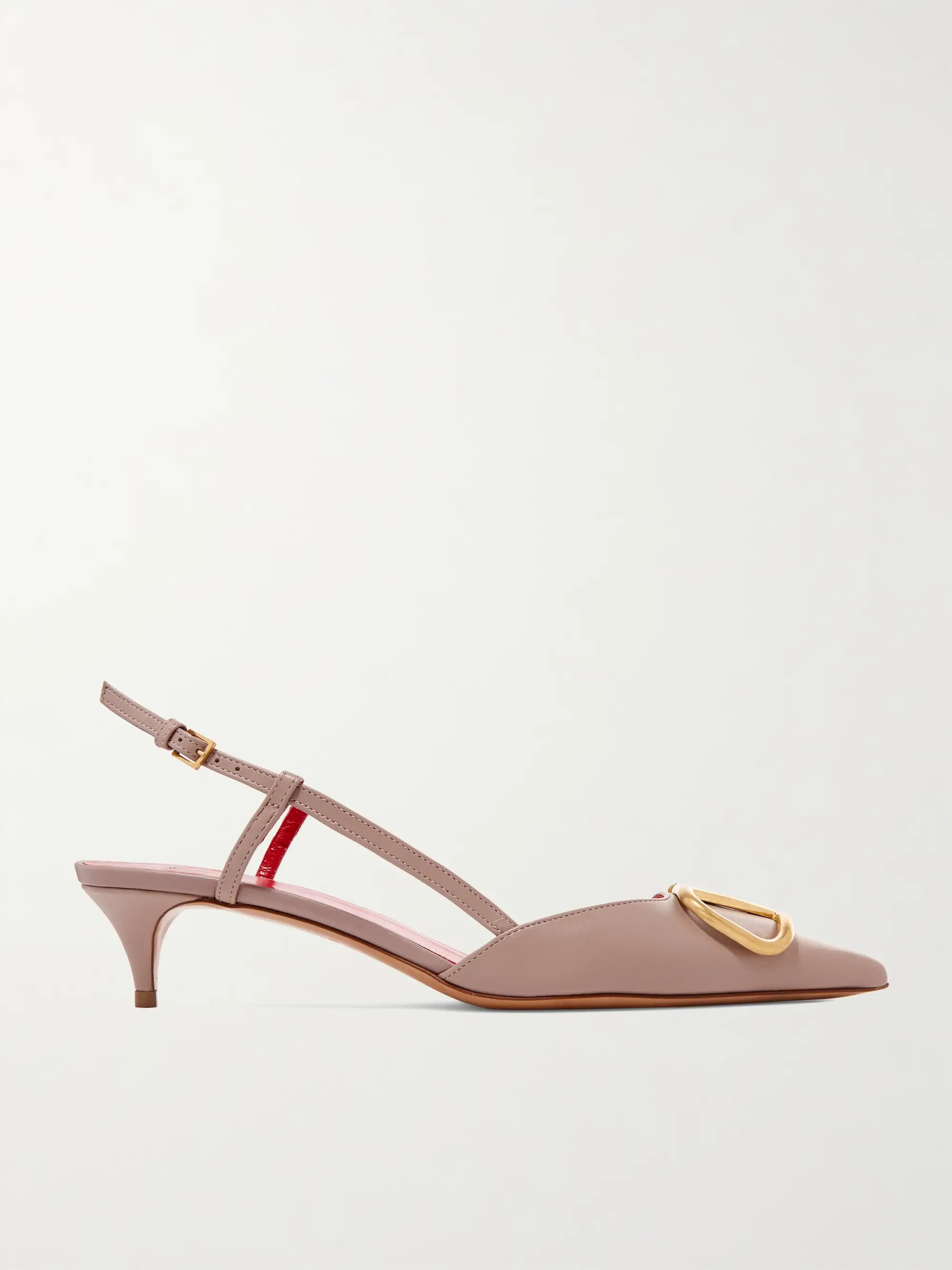 Valentino Garavani Go Logo 40 embellished leather slingback pumps | NET-A-PORTER (US)