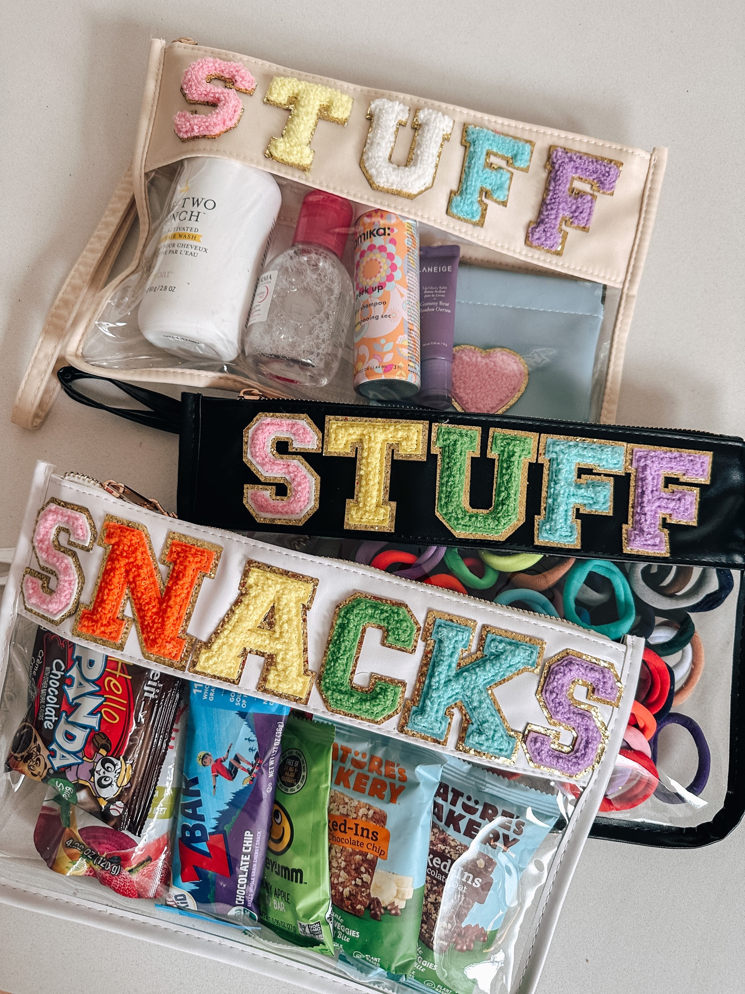 Zipper pouches to hold all your things
Snacks pouch 
Stuff bag


#LTKhome #LTKFind #LTKkids