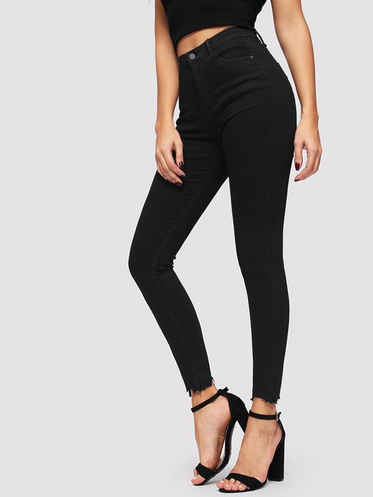 Raw Hem Skinny Jeggings | SHEIN