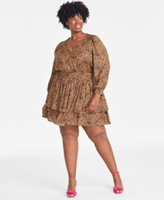 On 34th Trendy Plus Size Wild Hearts Tiered Minidress, Exclusively at Macy's - Macy's | Macy's