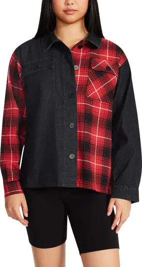 Steve Madden Denim Flannel Mix Shirt Jacket | Nordstromrack | Nordstrom Rack
