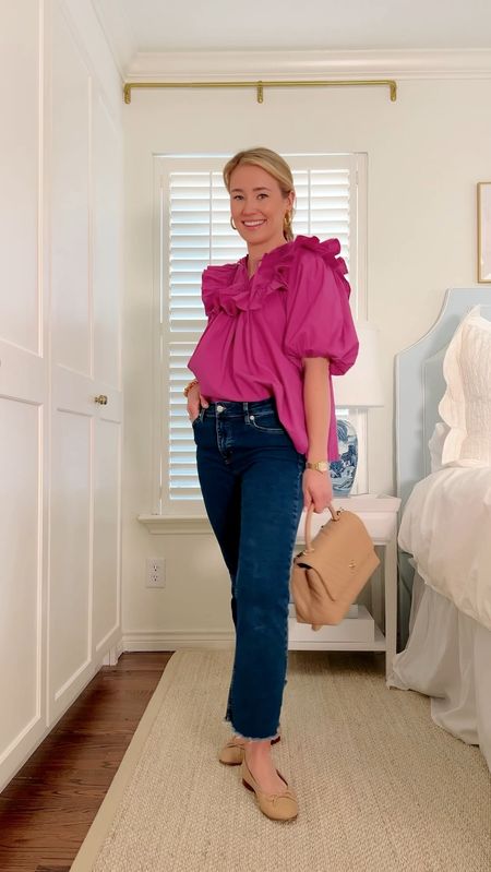 An easy, toddler friendly everyday outfit! This top is selling out quickly. Fits roomy but I’d order your usual size!

Lip Color: merry rose

Jeans are fabulous and run TTS. I cut a couple inches off them hem since I’m 5’2. 